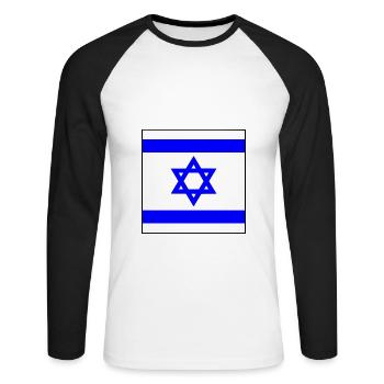 Israël - T-shirt baseball manches longues Homme - blanc/noir - Devant - Nik (191cm)