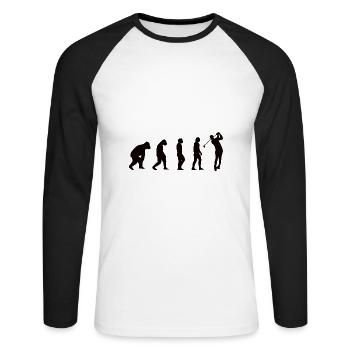 Golfschläger Golfer Sport Golf Evolution Golfball - Unisex Baseballshirt langarm - Weiß/Schwarz - Vorne - Nik (191cm)