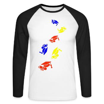 Student mütze abschluss - Unisex Baseballshirt langarm - Weiß/Schwarz - Vorne - Nik (191cm)