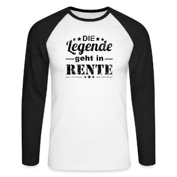 La légende parle de pension de retraite - T-shirt baseball manches longues Homme - blanc/noir - Devant - Nik (191cm)