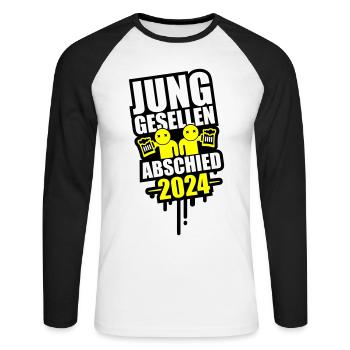 Enterrement de vie de garçon 2024 Enterrement de vie de garçon - T-shirt baseball manches longues Homme - blanc/noir - Devant - Nik (191cm)