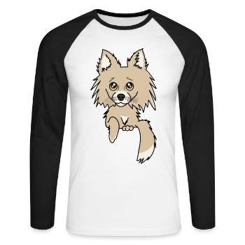 Chihuahua - Chien qui sort du sac - T-shirt baseball manches longues Homme - blanc/noir - Devant - Nik (191cm)