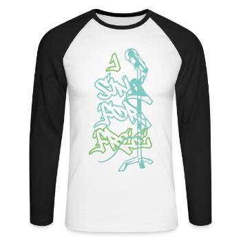 Je chante gratuitement - T-shirt baseball manches longues Homme - blanc/noir - Devant - Nik (191cm)