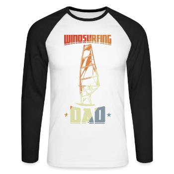 Papa Windsurfen - Unisex Baseballshirt langarm - Weiß/Schwarz - Vorne - Nik (191cm)