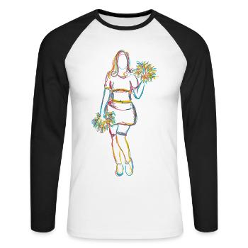 Cheerleader Girl Sketch - Unisex Long Sleeve Baseball T-Shirt - white/black - Front - Nik (191cm)