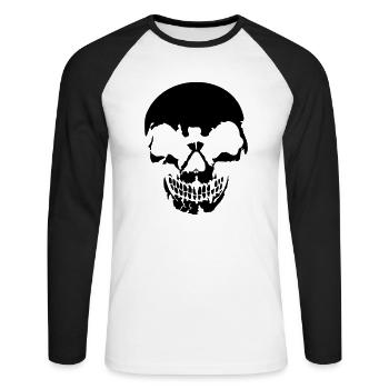 Skull - Unisex Baseballshirt langarm - Weiß/Schwarz - Vorne - Nik (191cm)