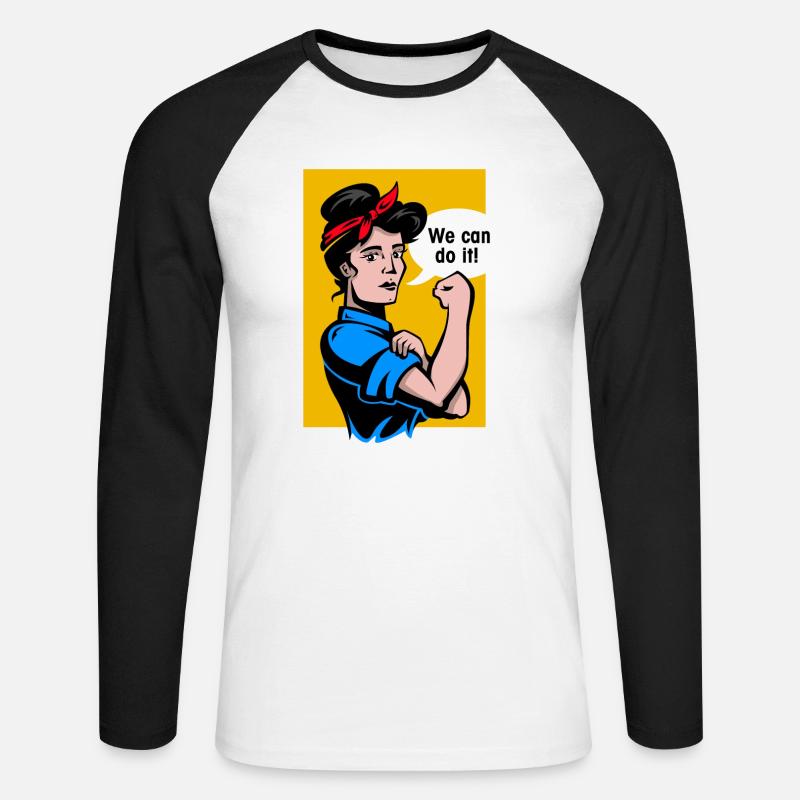 we can do it - Unisex Baseballshirt langarm - Weiß/Schwarz