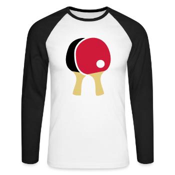 tennis de table - T-shirt baseball manches longues Homme - blanc/noir - Devant - Nik (191cm)