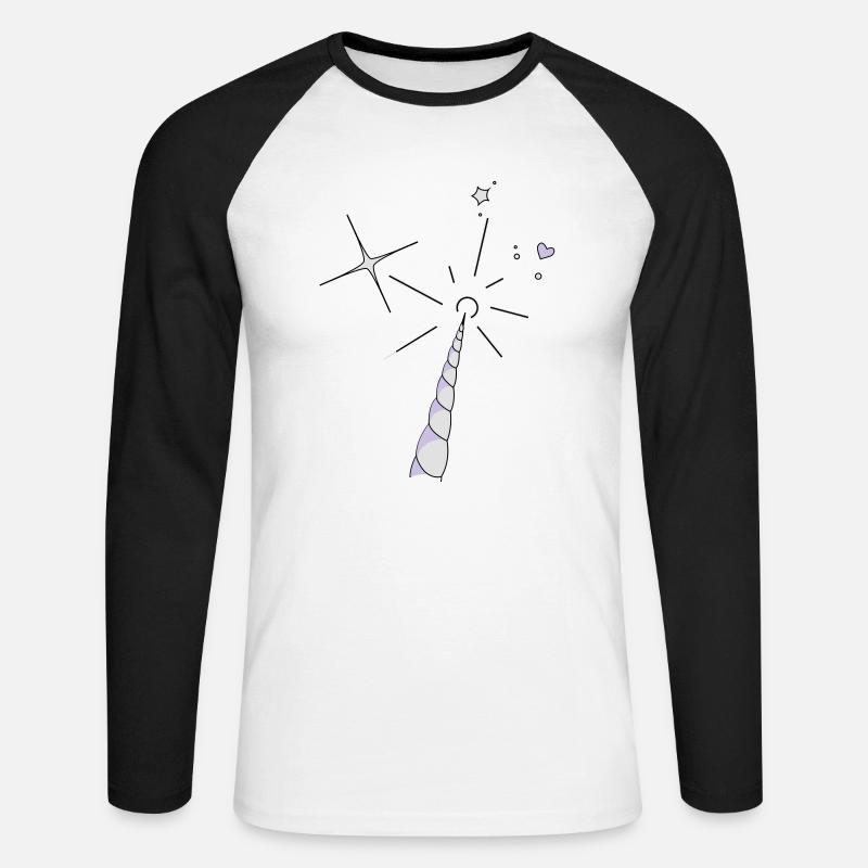 Einhorn Horn - Unisex Baseballshirt langarm - Weiß/Schwarz