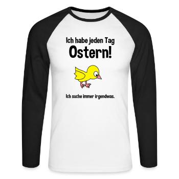 Jeden Tag Ostern - Unisex Baseballshirt langarm - Weiß/Schwarz - Vorne - Nik (191cm)