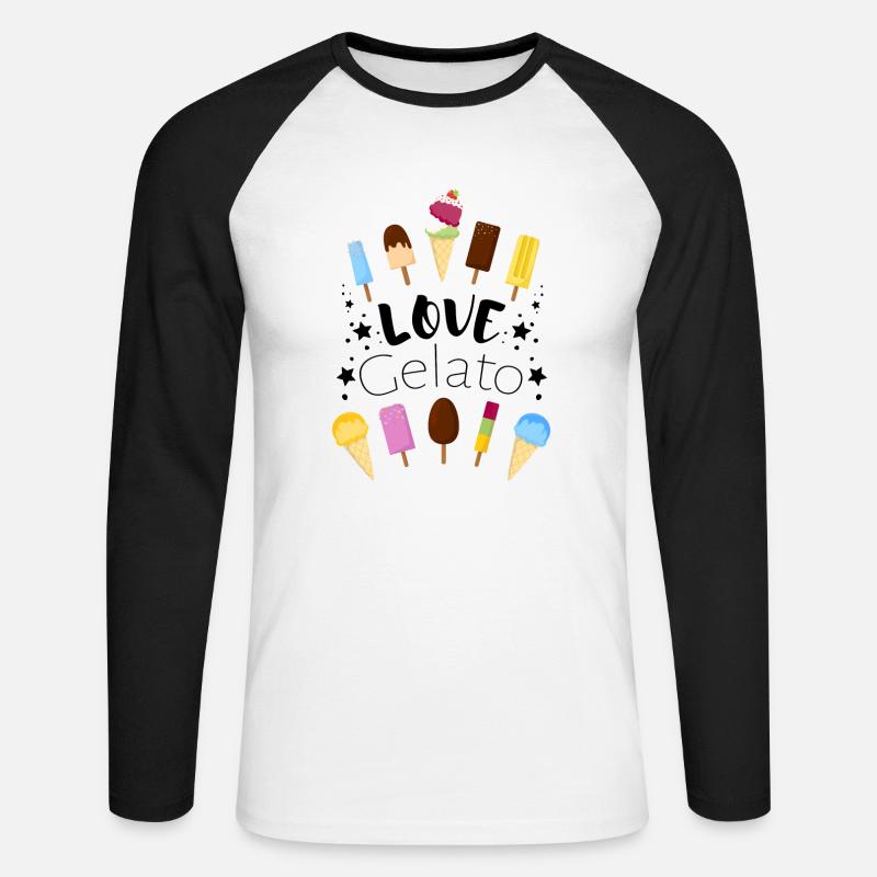 Eis - Ice cream - Eiscreme - Unisex Baseballshirt langarm - Weiß/Schwarz
