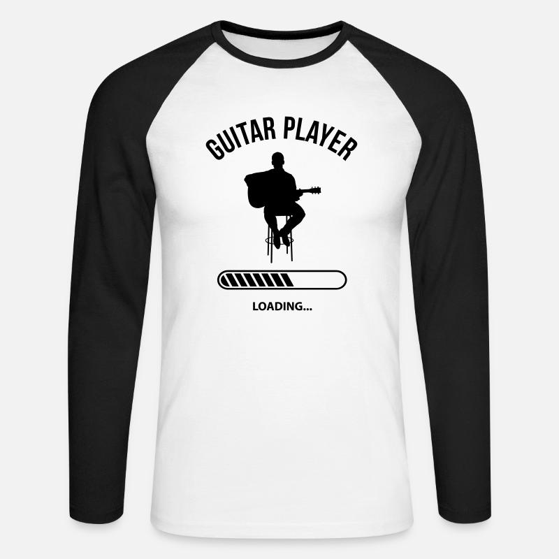 Guitar Player Loading - Unisex Baseballshirt langarm - Weiß/Schwarz