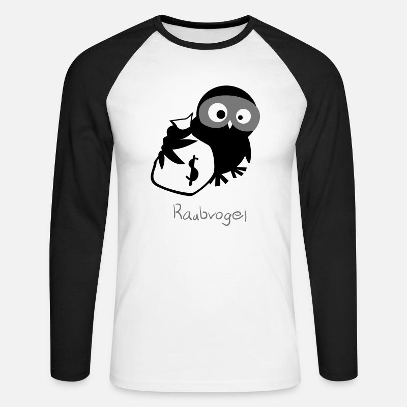 EULE // Raubvogel. - Unisex Baseballshirt langarm - Weiß/Schwarz