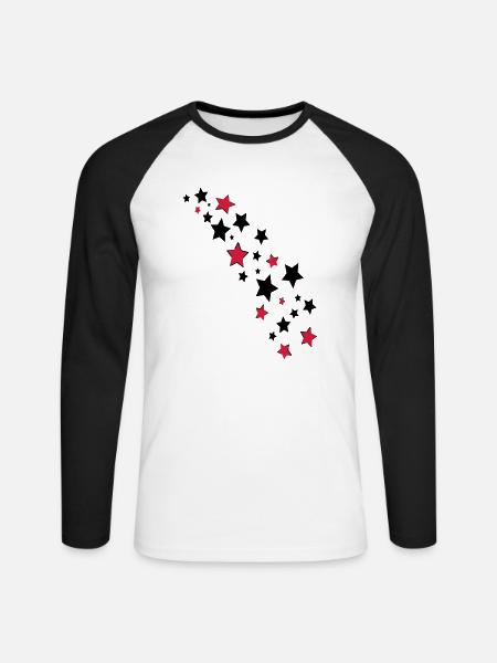 étoiles errant - T-shirt baseball manches longues Homme - blanc/noir