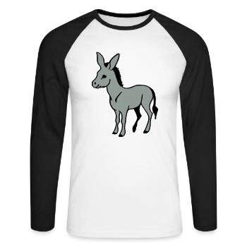 Âne - T-shirt baseball manches longues Homme - blanc/noir - Devant - Nik (191cm)