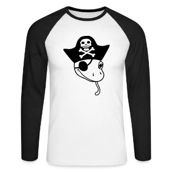 gesicht gecko pirat seeraeuber kapitaen matrose se - Unisex Baseballshirt langarm - Weiß/Schwarz - Vorne - Nik (191cm)