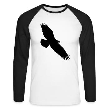 adler - Unisex Baseballshirt langarm - Weiß/Schwarz - Vorne - Nik (191cm)