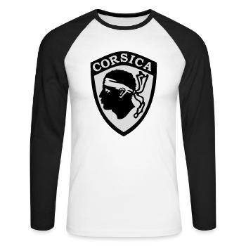Korsika Blason - Unisex Baseballshirt langarm - Weiß/Schwarz - Vorne - Nik (191cm)