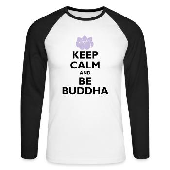 be buddha - Unisex Baseballshirt langarm - Weiß/Schwarz - Vorne - Nik (191cm)