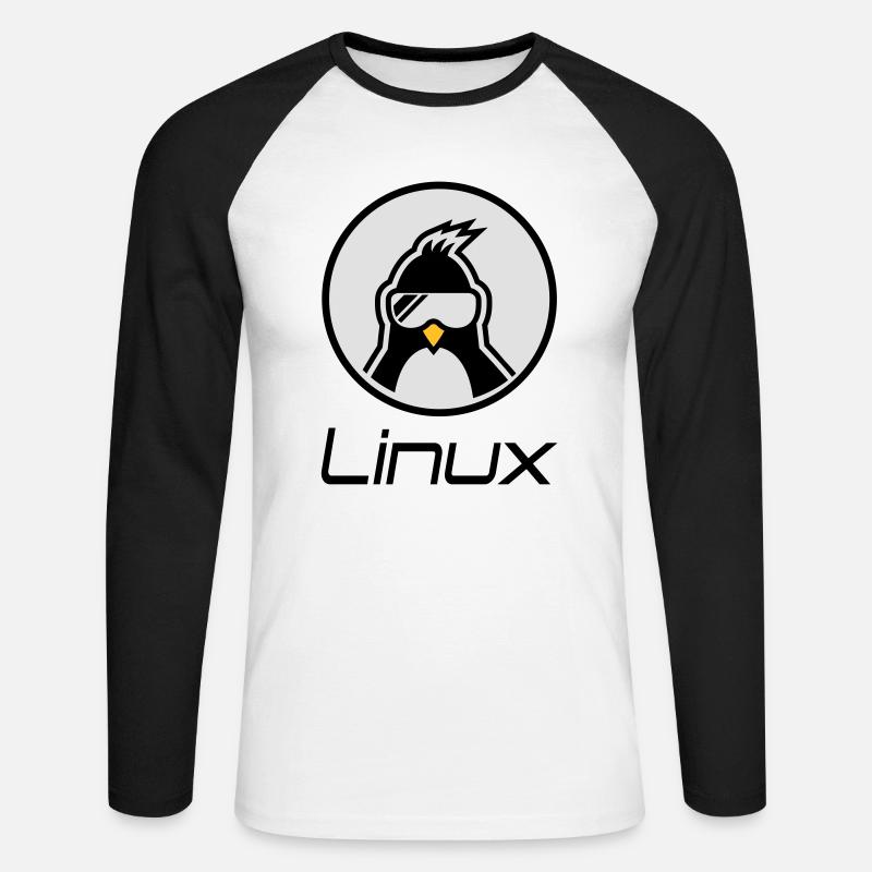 linux - Unisex Baseballshirt langarm - Weiß/Schwarz