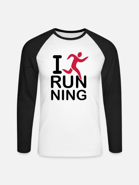 i_love_running_f2 - T-shirt baseball manches longues Homme - blanc/noir