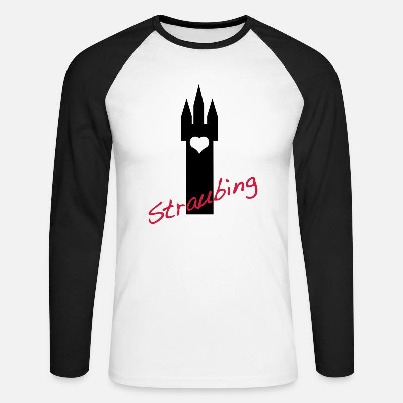 straubing - Unisex Baseballshirt langarm - Weiß/Schwarz