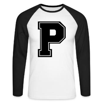 p - Unisex Baseballshirt langarm - Weiß/Schwarz - Vorne - Nik (191cm)