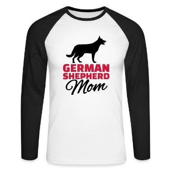 German shepherd Mom - T-shirt baseball manches longues Homme - blanc/noir - Devant - Nik (191cm)