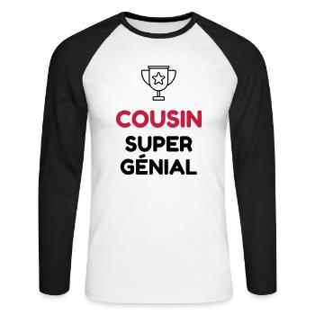 Cousin - Cousine - Famille - Bébé - Naissance - Unisex Long Sleeve Baseball T-Shirt - white/black - Front - Nik (191cm)