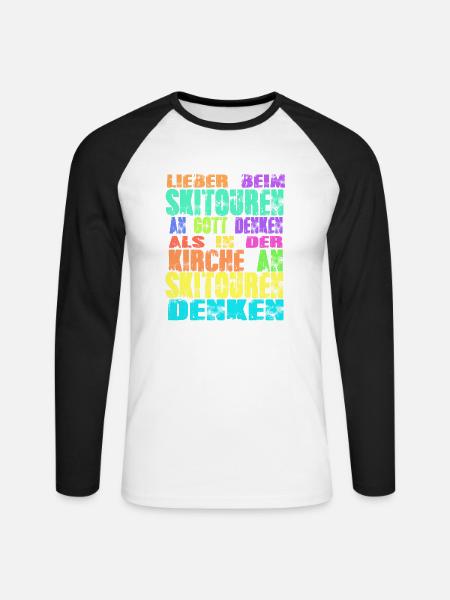 Skitouren Kirche - Unisex Baseballshirt langarm - Weiß/Schwarz