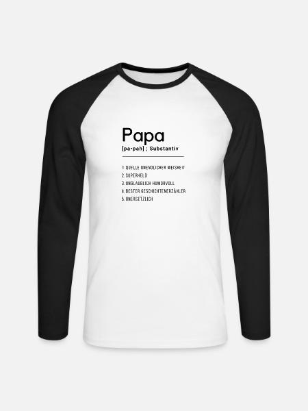 Definition "Papa" - Unisex Baseballshirt langarm - Weiß/Schwarz