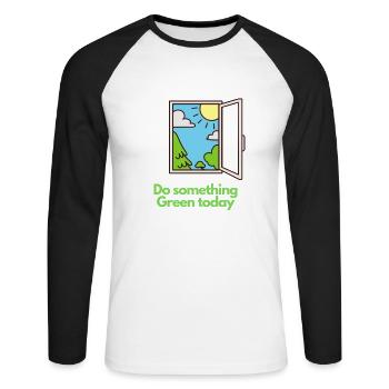 Do something Green today! - Unisex Baseballshirt langarm - Weiß/Schwarz - Vorne - Nik (191cm)