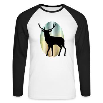 Cerf - T-shirt baseball manches longues Homme - blanc/noir - Devant - Nik (191cm)