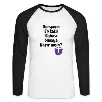 Baba Oluyorsun - Unisex Baseballshirt langarm - Weiß/Schwarz - Vorne - Nik (191cm)