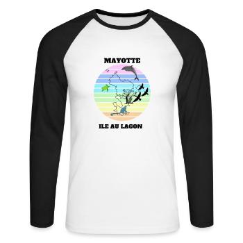 LANDSCHAFT VON MAYOTTE - Unisex Baseballshirt langarm - Weiß/Schwarz - Vorne - Nik (191cm)