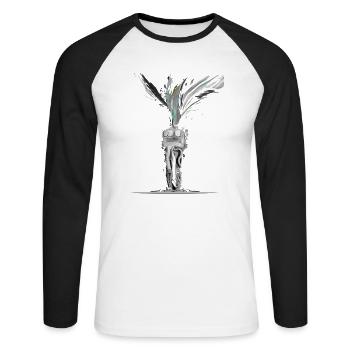 The Dreamer - Unisex Baseballshirt langarm - Weiß/Schwarz - Vorne - Nik (191cm)