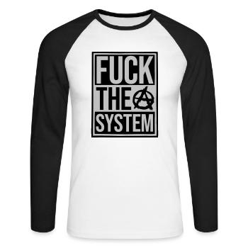 Shield fuck the system - Unisex Long Sleeve Baseball T-Shirt - white/black - Front - Nik (191cm)