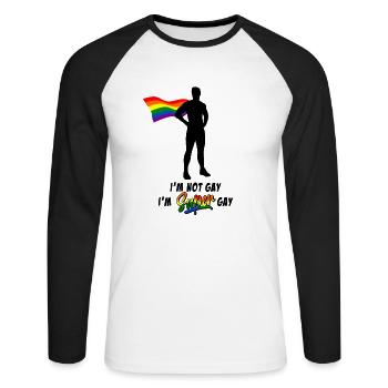 I'm super gay - Funny gay saying LGBT - Unisex Long Sleeve Baseball T-Shirt - white/black - Front - Nik (191cm)