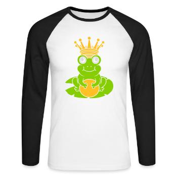 Le roi grenouille enchanté est assis nénuphar - T-shirt baseball manches longues Homme - blanc/noir - Devant - Nik (191cm)