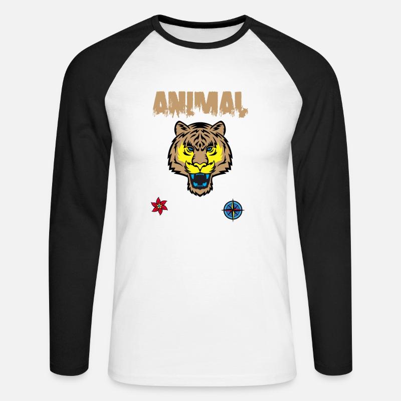 Tigergesicht zeichnen - Unisex Baseballshirt langarm - Weiß/Schwarz
