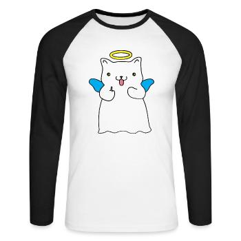 Ange espiègle - T-shirt baseball manches longues Homme - blanc/noir - Devant - Nik (191cm)