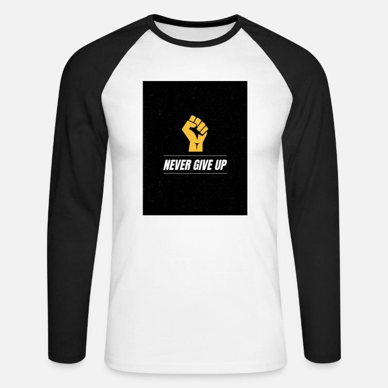 Never Give Up - Unisex Baseballshirt langarm - Weiß/Schwarz