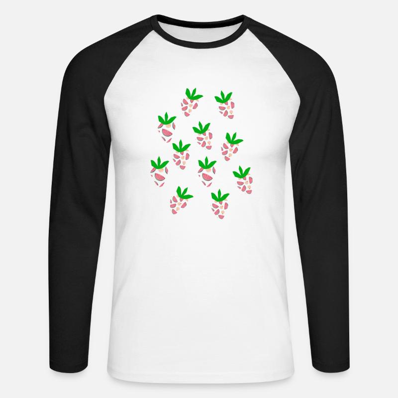 Melone oder Erdbeere? - Unisex Baseballshirt langarm - Weiß/Schwarz
