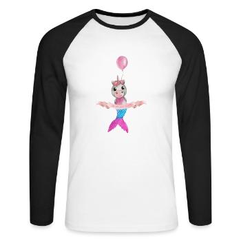 Fly with your dreams - Unisex Long Sleeve Baseball T-Shirt - white/black - Front - Nik (191cm)