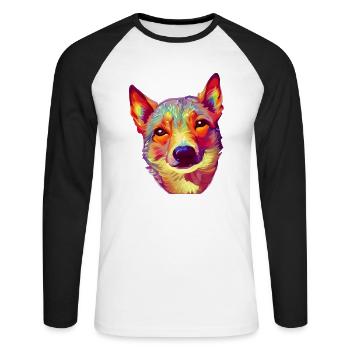 Propriétaire de chien Chien de berger Chien Propriétaire de chien - T-shirt baseball manches longues Homme - blanc/noir - Devant - Nik (191cm)