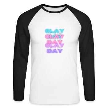 cold smooth tasty 13 - Unisex Baseballshirt langarm - Weiß/Schwarz - Vorne - Nik (191cm)