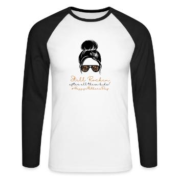Toujours sexy#HappyMothersDay (1) - T-shirt baseball manches longues Homme - blanc/noir - Devant - Nik (191cm)
