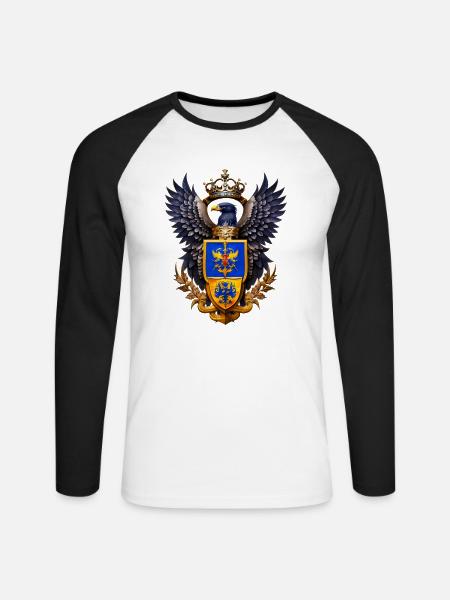 Adler mit Wappen - Unisex Baseballshirt langarm - Weiß/Schwarz