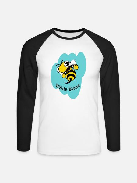 Wilde Biene - Unisex Baseballshirt langarm - Weiß/Schwarz