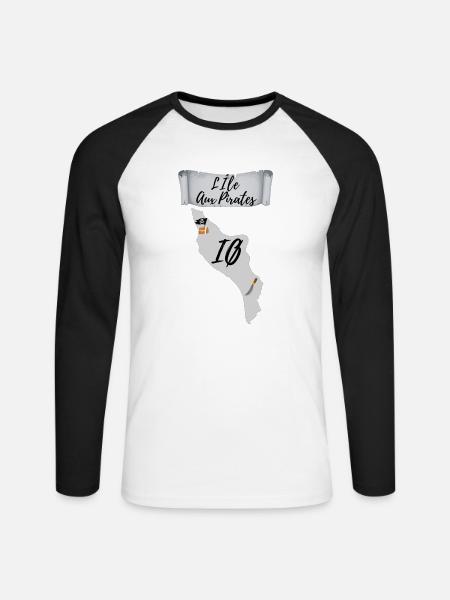 Die Insel der Piraten, Oléron - Unisex Baseballshirt langarm - Weiß/Schwarz